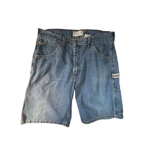 Levi Strauss Signature Mens Blue Denim Carpenter Shorts Medium Wash Size 34